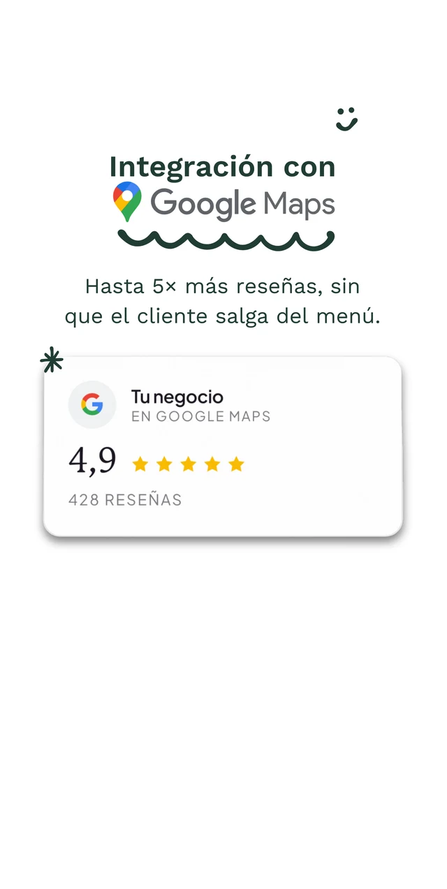 Reseñas de Google Maps: 4,9 estrellas, 428 reseñas